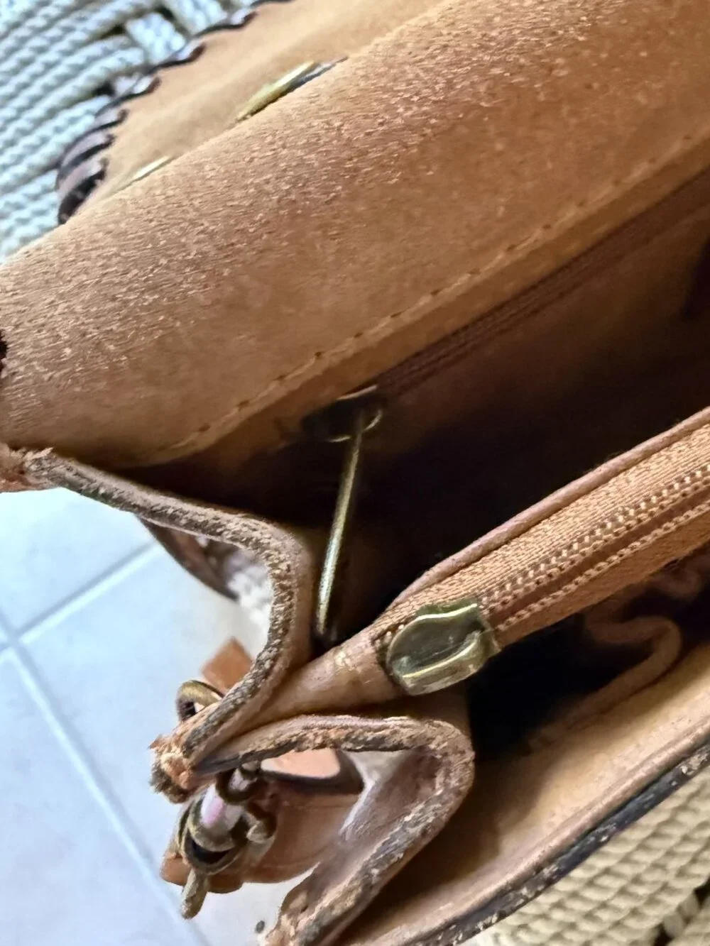 Patricia Nash Lanza Tooled Leather Crossbody Bag Burnished Cognac Boho Western